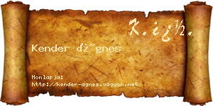 Kender Ágnes névjegykártya