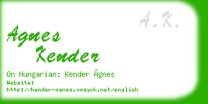 agnes kender business card